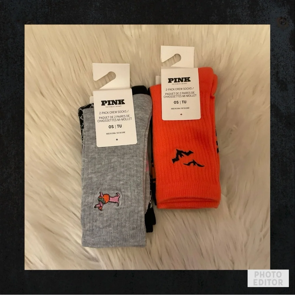 PINK Victoria’s Secret Halloween Crew Socks - NWT - 2 Packages
